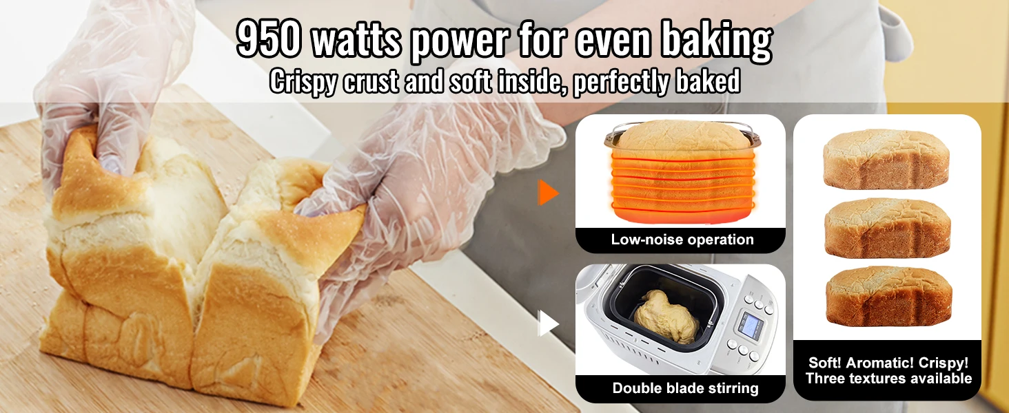SucceBuy 2/3 LB Bread Maker 15-in-1 Dough Machine Nonstick Ceramic Pan Automatic Bread maker with Gluten Free Setting