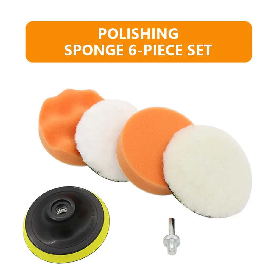 KKJOY 6pcs/set Car Polishing Sponge Pads Kit Foam Pad Buffer Kit Polishing Machine Wax Pads 3/4/5 Inch for Removing Scratches
