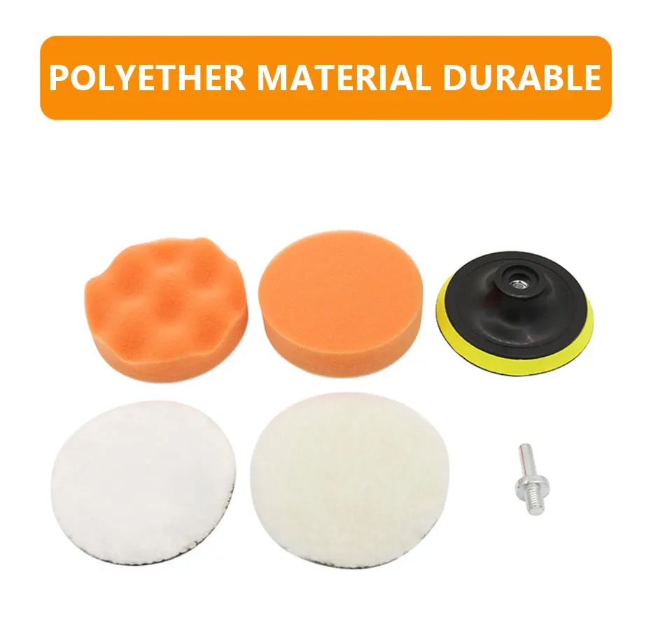 KKJOY 6pcs/set Car Polishing Sponge Pads Kit Foam Pad Buffer Kit Polishing Machine Wax Pads 3/4/5 Inch for Removing Scratches