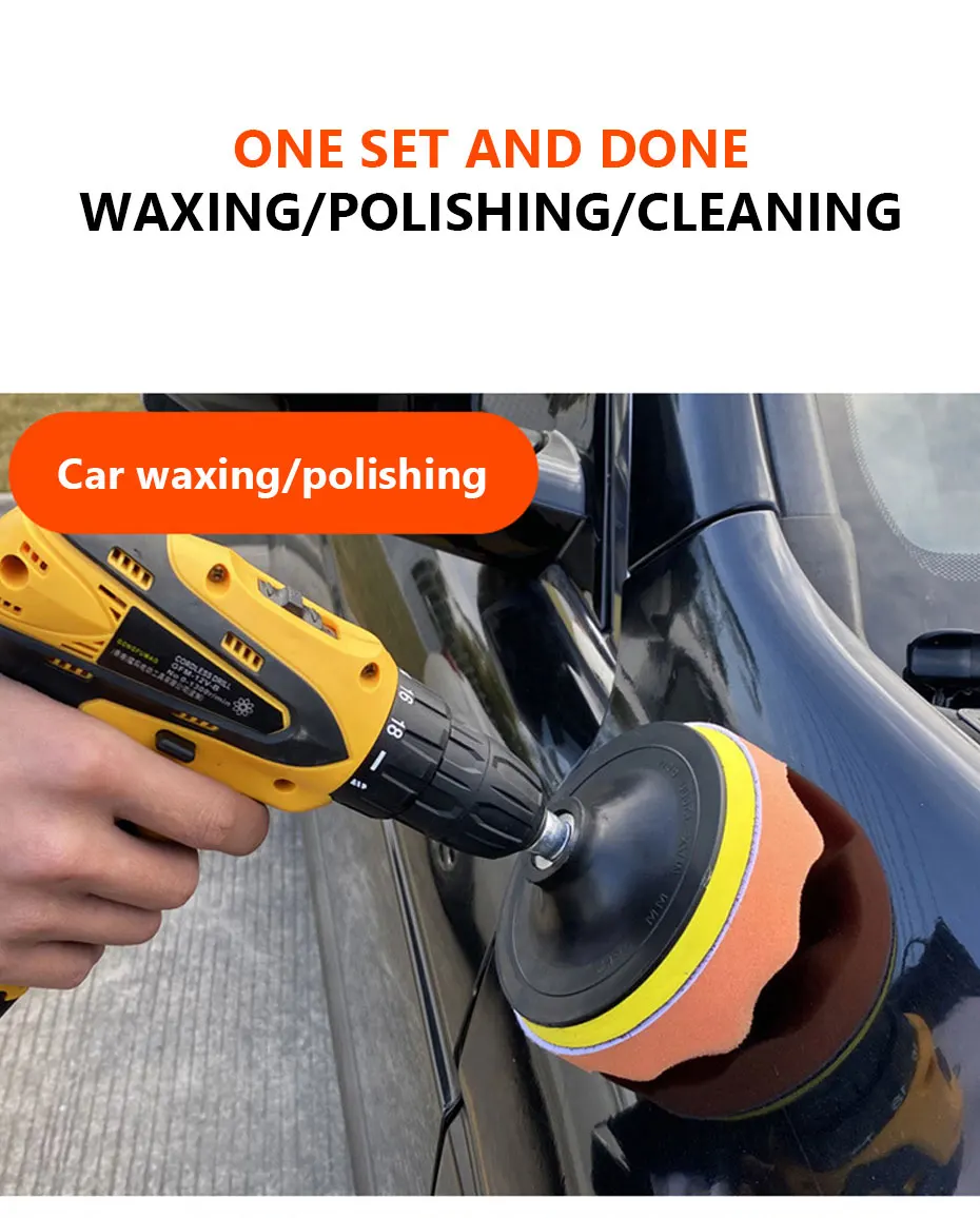 KKJOY 6pcs/set Car Polishing Sponge Pads Kit Foam Pad Buffer Kit Polishing Machine Wax Pads 3/4/5 Inch for Removing Scratches