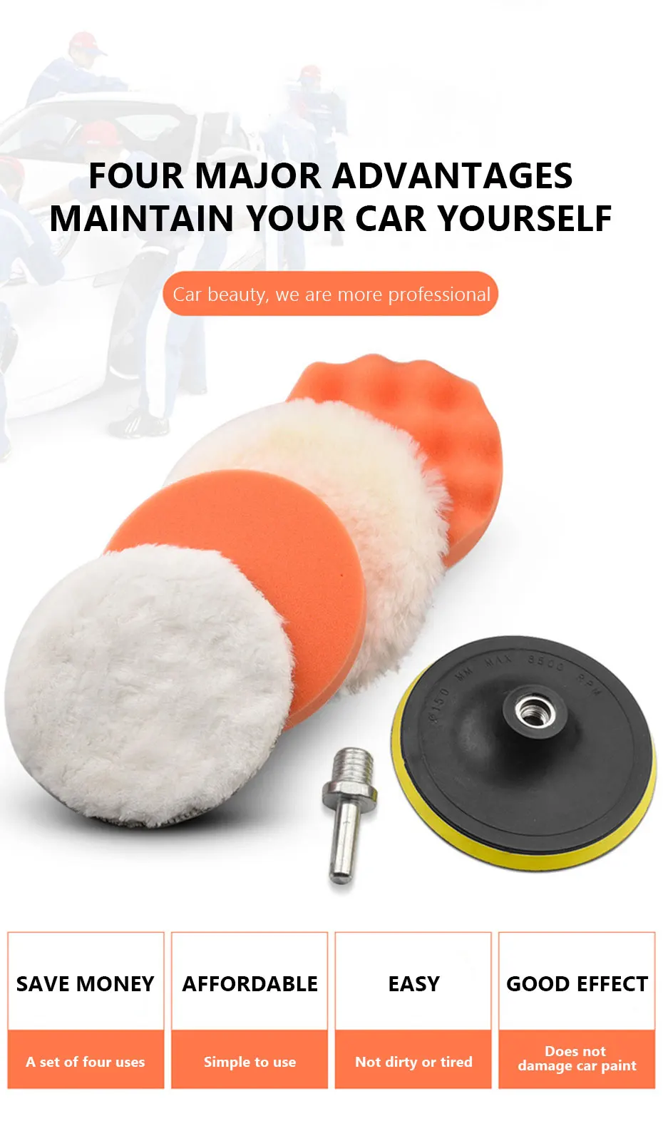 KKJOY 6pcs/set Car Polishing Sponge Pads Kit Foam Pad Buffer Kit Polishing Machine Wax Pads 3/4/5 Inch for Removing Scratches