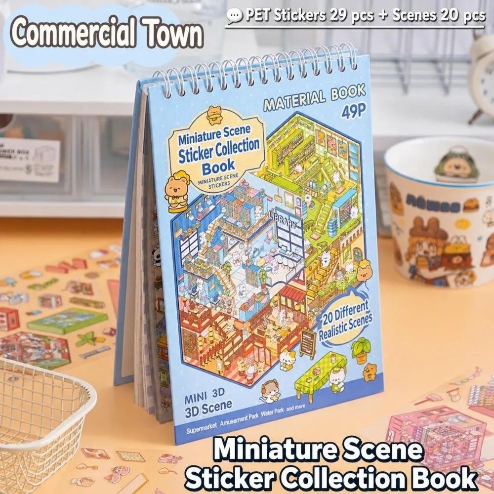 3D Cabin Scene Stickers Book Visual Stacking Cartoon Scene Sticker Collection DIY Cabin Scene Toy Game Stickers