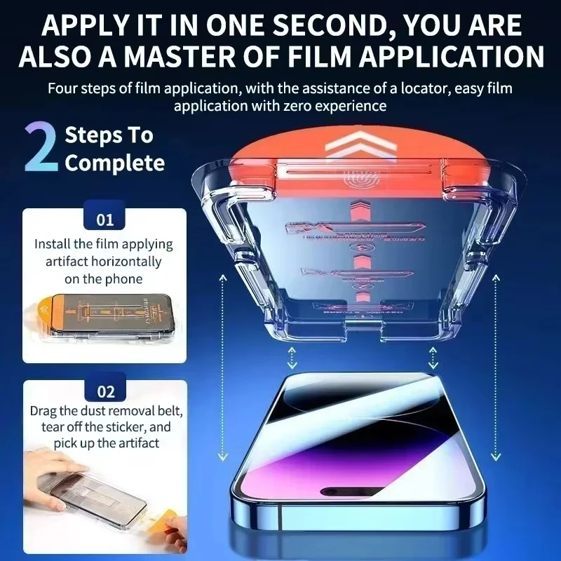 1-5PCS Dust Free Install Tempered Glass For iPhone 18 17 Pro Max 17 Air 16 15 14 13 12 11 16e X XR XS 7 8 Plus Screen Protectors