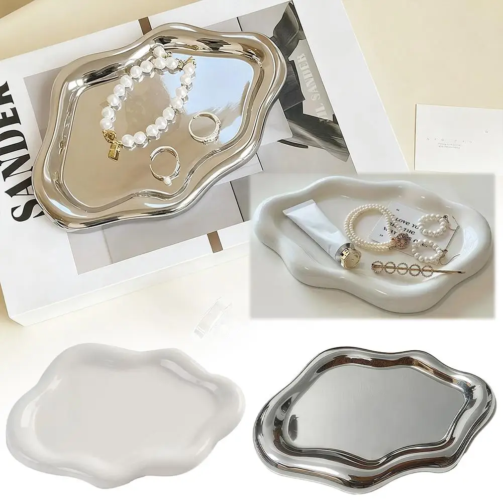 Jewelry Storage Tray Creative Cloud Shapes Plastic Trays Electroplated Jewelry Earrings Ring Display Plates Photo Props For Wome