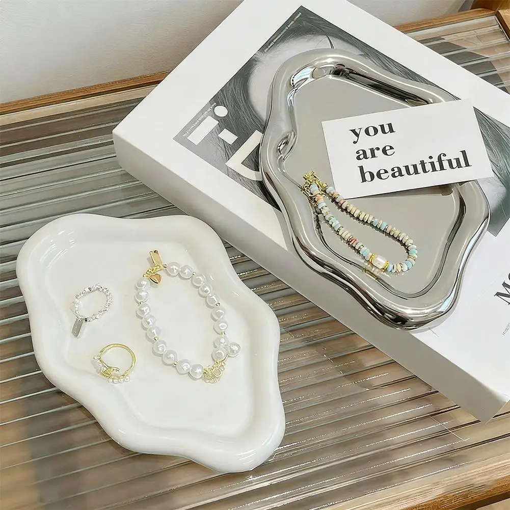 Jewelry Storage Tray Creative Cloud Shapes Plastic Trays Electroplated Jewelry Earrings Ring Display Plates Photo Props For Wome
