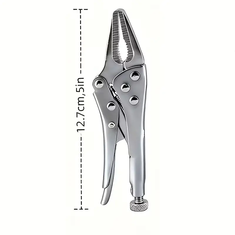 5-Inch Heavy-Duty Mini Sharp-Nose Pliers - Adjustable Height, Non-Slip Grip, Compact & Sturdy Metal Clamping Tool
