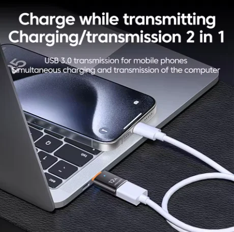 12A USB 3.0 To Type C Adapter LED OTG USB C Male to USB A Female Connector For iPhone 15 Tablet Notebook Android Phones Adapter