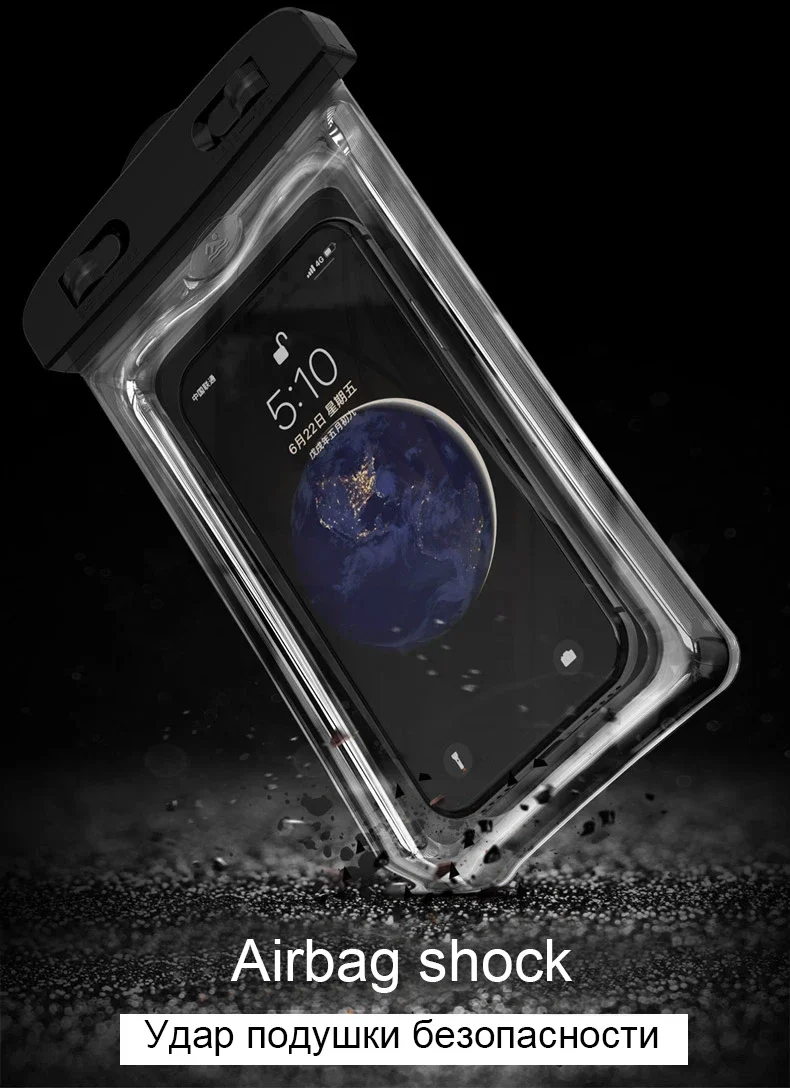 PVC Transparent Waterproof Phone Pouch Luminous Touchscreen Dry Bag with Seal Lock for Swimming Diving Hot Spring Rafting