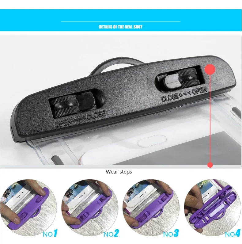 PVC Transparent Waterproof Phone Pouch Luminous Touchscreen Dry Bag with Seal Lock for Swimming Diving Hot Spring Rafting