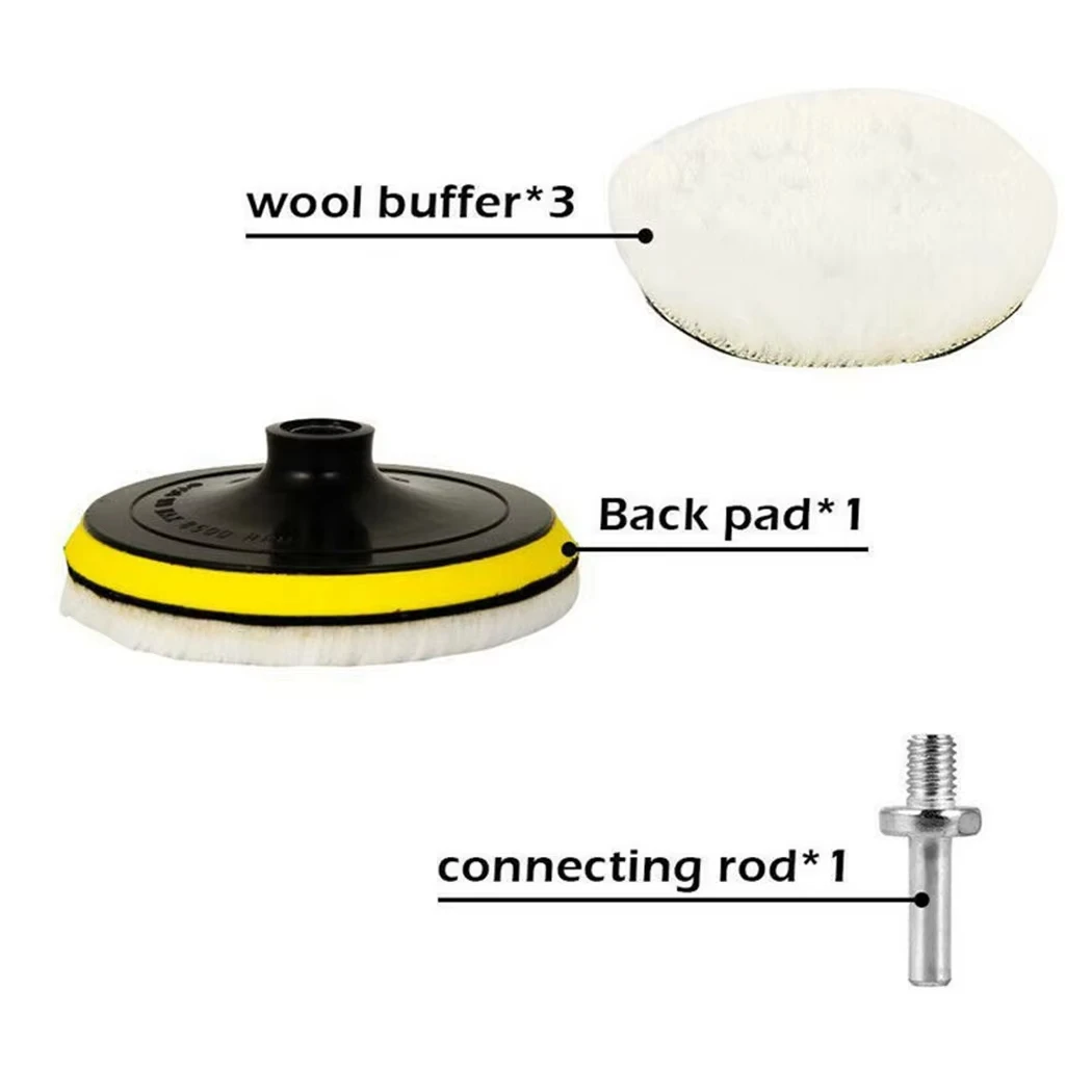 KKJOY 4" Pads Polishing Wheel for Electric Drill Polisher Sanding And Buffing Accessory