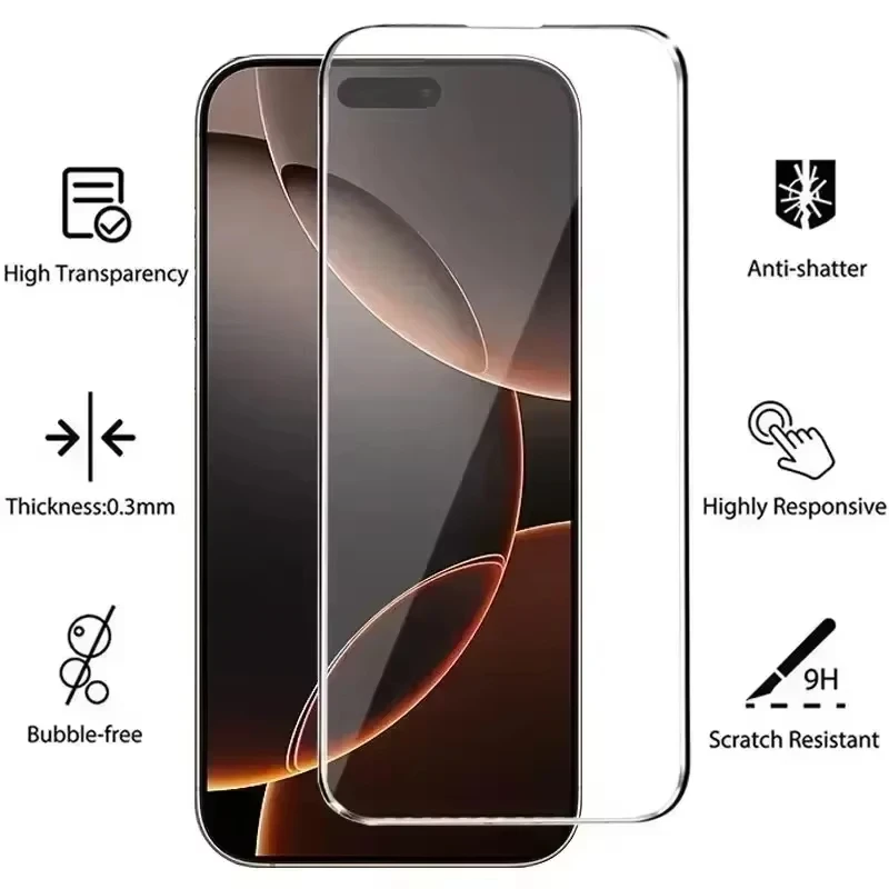 1-4Pcs Protective Glass For iPhone 18 Pro Max 17 16 15 14 13 12 11 Screen Protector For iPhone XR X XS 7 8 Plus 12 13 Mini Glass