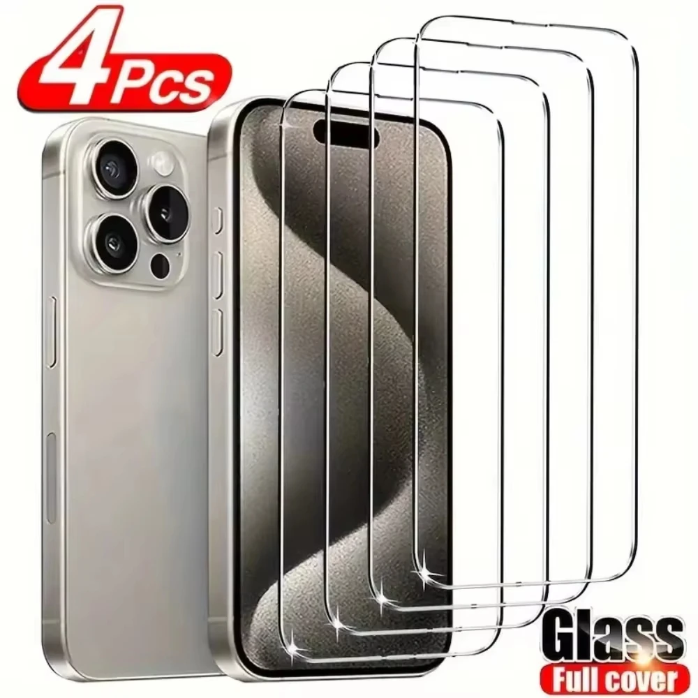 1-4Pcs Protective Glass For iPhone 18 Pro Max 17 16 15 14 13 12 11 Screen Protector For iPhone XR X XS 7 8 Plus 12 13 Mini Glass