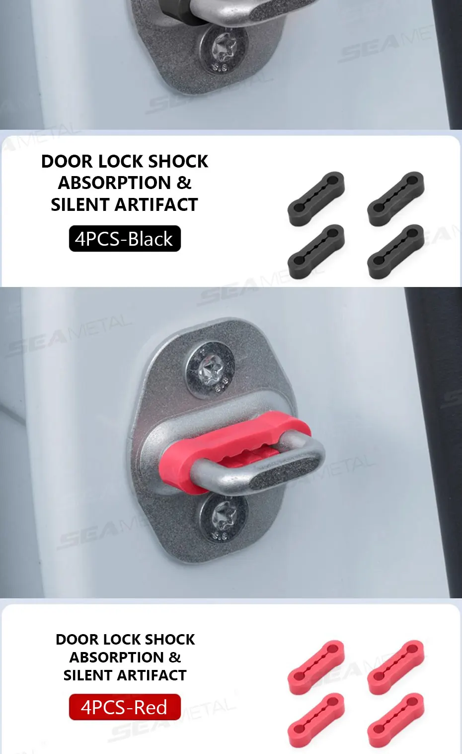 SEAMETAL 4pcs Universal Car Door Lock Damper Buffer Sillcone Deadener Seal Shock Absorber Noise Insulation for Car Accessories