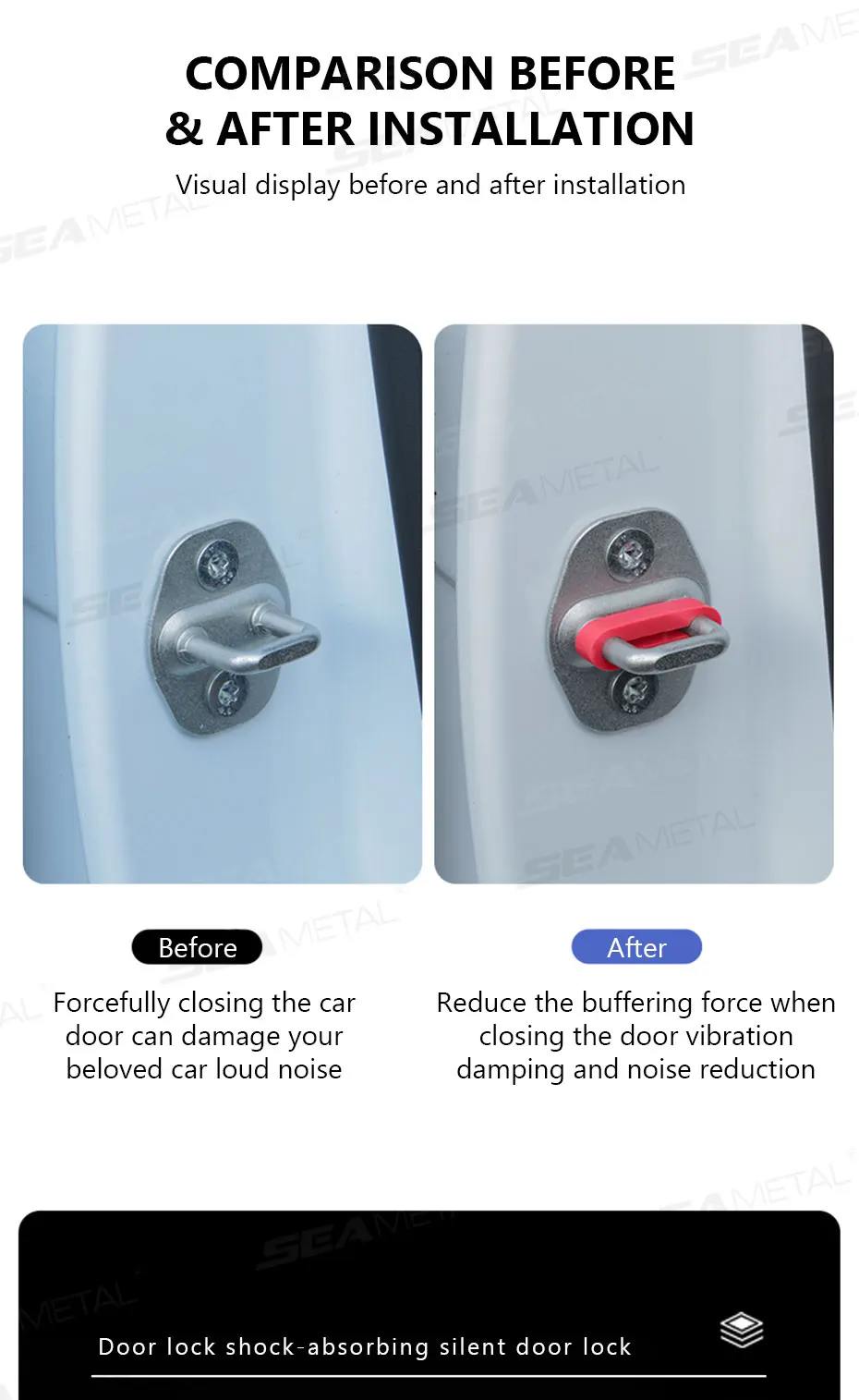 SEAMETAL 4pcs Universal Car Door Lock Damper Buffer Sillcone Deadener Seal Shock Absorber Noise Insulation for Car Accessories