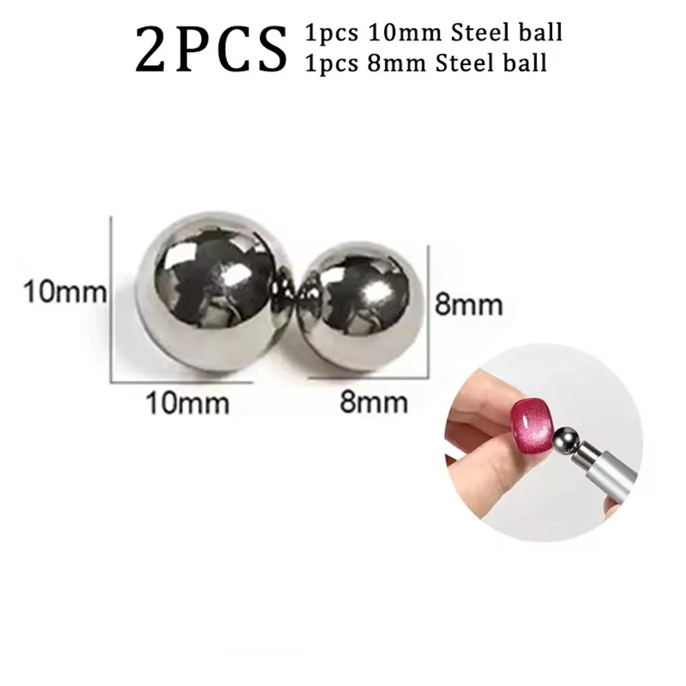 1/2Pcs Nail Cat Eye Magnetic Ball With Nail Magnetic Stick Tool Set Double-head Strong Magnet Pen 3D Cat Eye Gel Nail Supplies