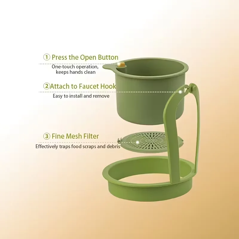 Press-Type Drain Basket: Food Strainer & Sink Organizer, Multi-Functional for Kitchen & Bathroom Use