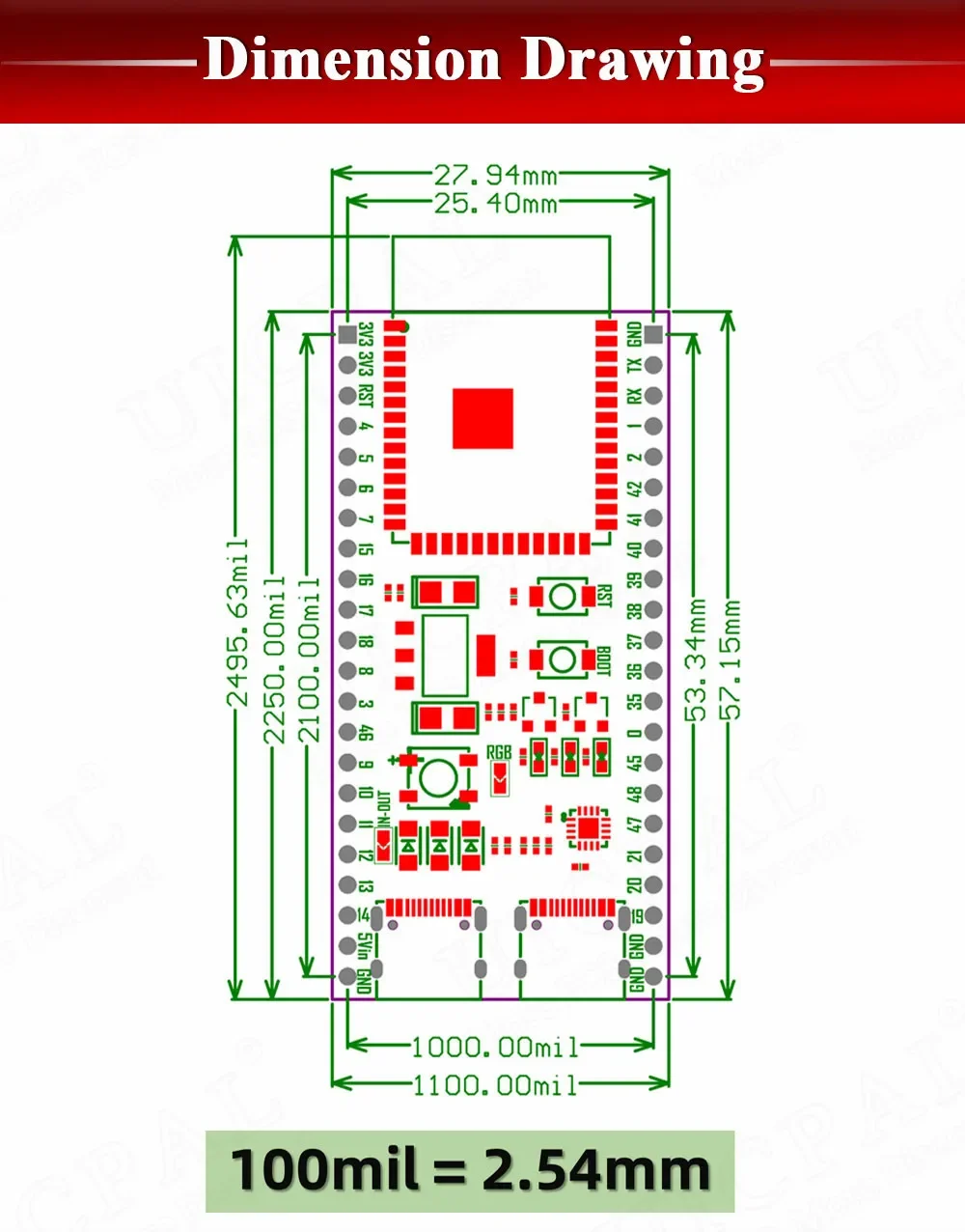 1-10PCESP32-S3-DevKitC-1 ESP32-S3 WiFi Bluetooth-compatible BLE 5.0 Mesh Development Board ESP32 Wireless Module N16R8 N8R8 N8R2