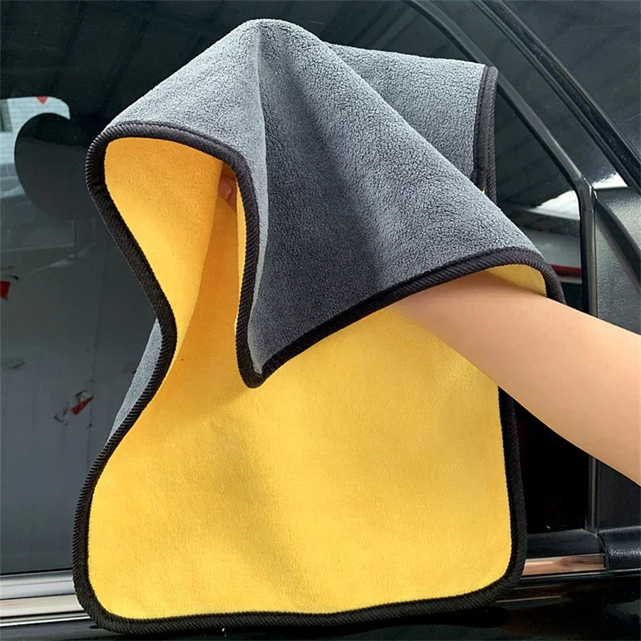 1/2/6/10pcs Microfiber Cleaning Towel Thicken Soft Drying Cloth Car Body Washing Towels Double Layer Clean Rags Car Accessories