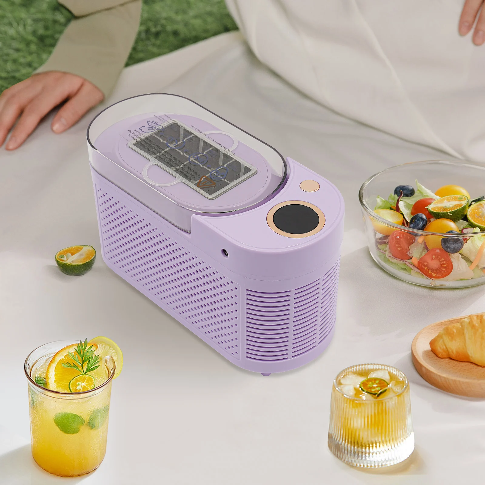 120W Mini Countertop Ice Maker, Compact Ice Machine for Home/Car/Travel White/Purple