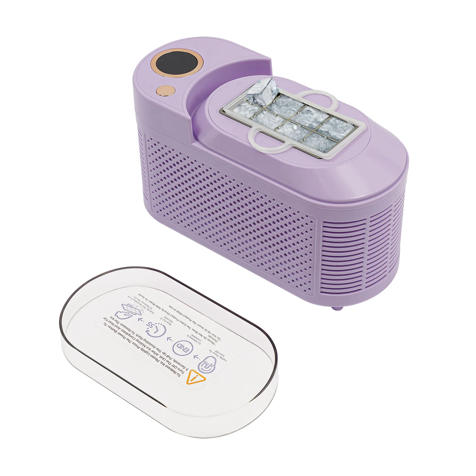 120W Mini Countertop Ice Maker, Compact Ice Machine for Home/Car/Travel White/Purple