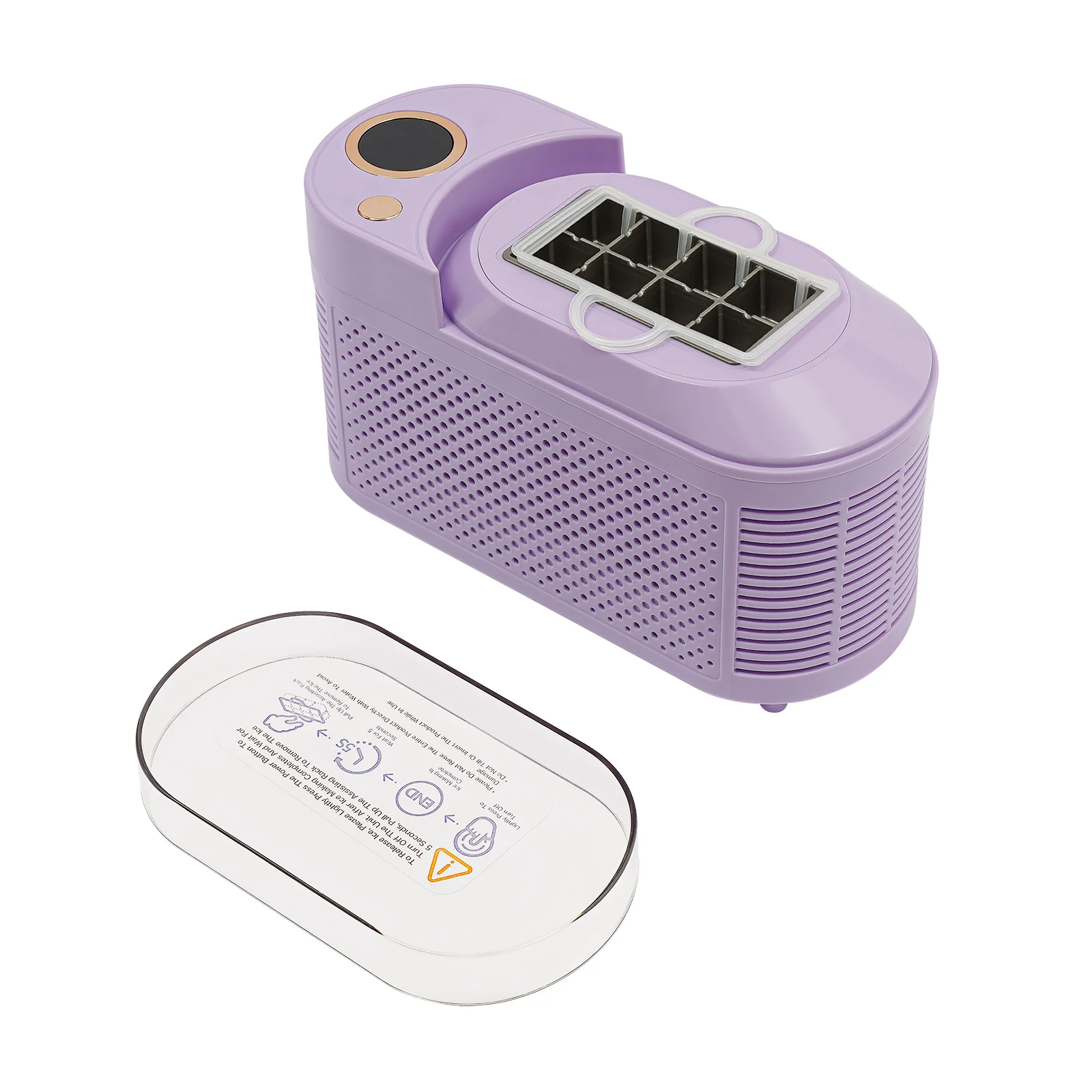 120W Mini Countertop Ice Maker, Compact Ice Machine for Home/Car/Travel White/Purple