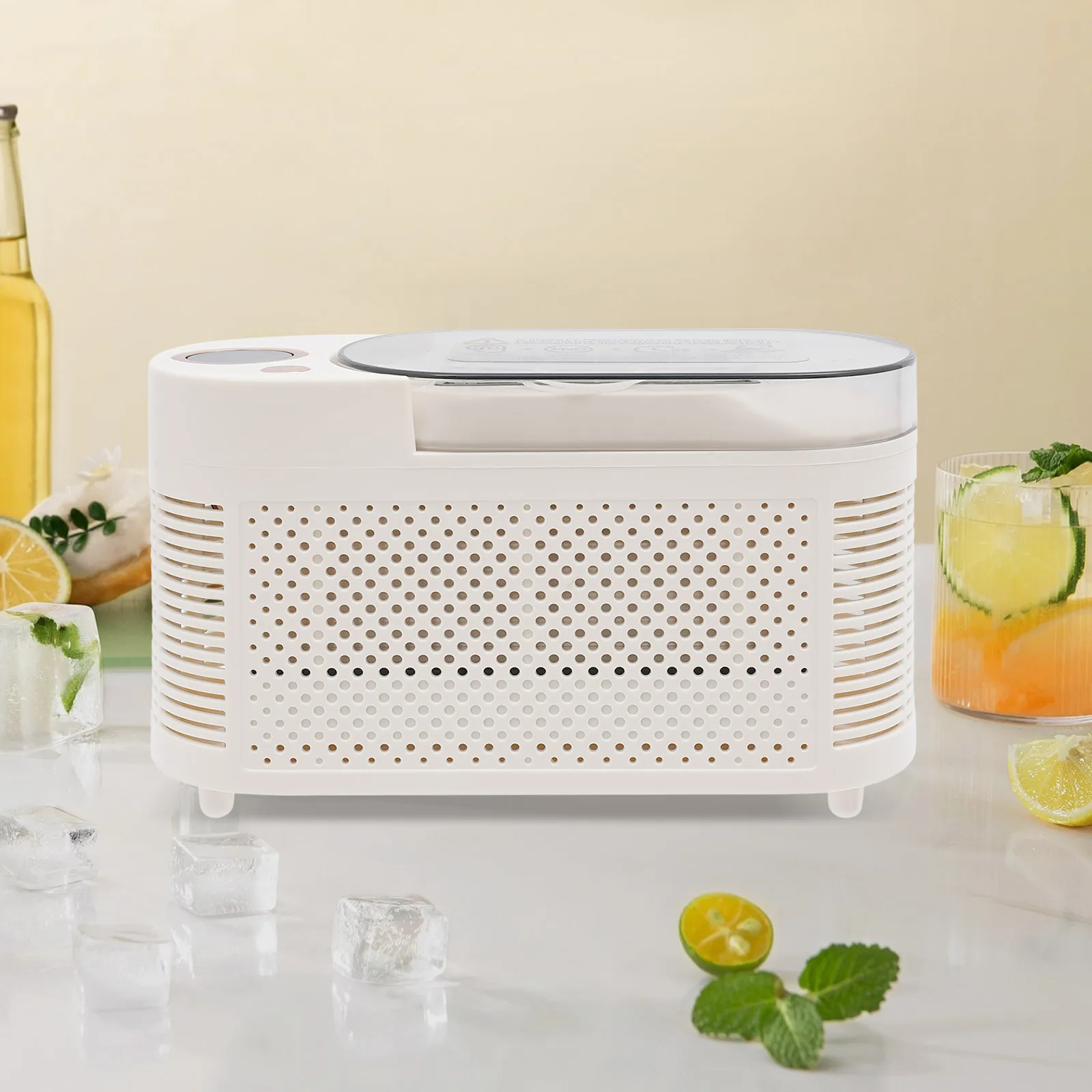 120W Mini Countertop Ice Maker, Compact Ice Machine for Home/Car/Travel White/Purple