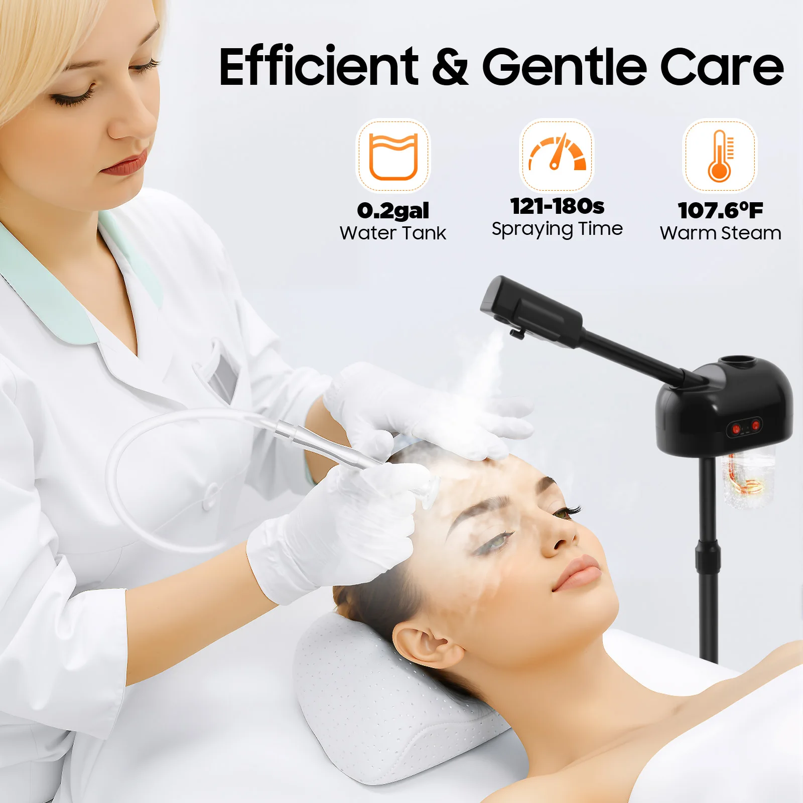 800w Facial Steamer 360° Skin Care Equipment Steamer Black Floor Standing Warm Steam Machine for Salon Beauty Spa Shop