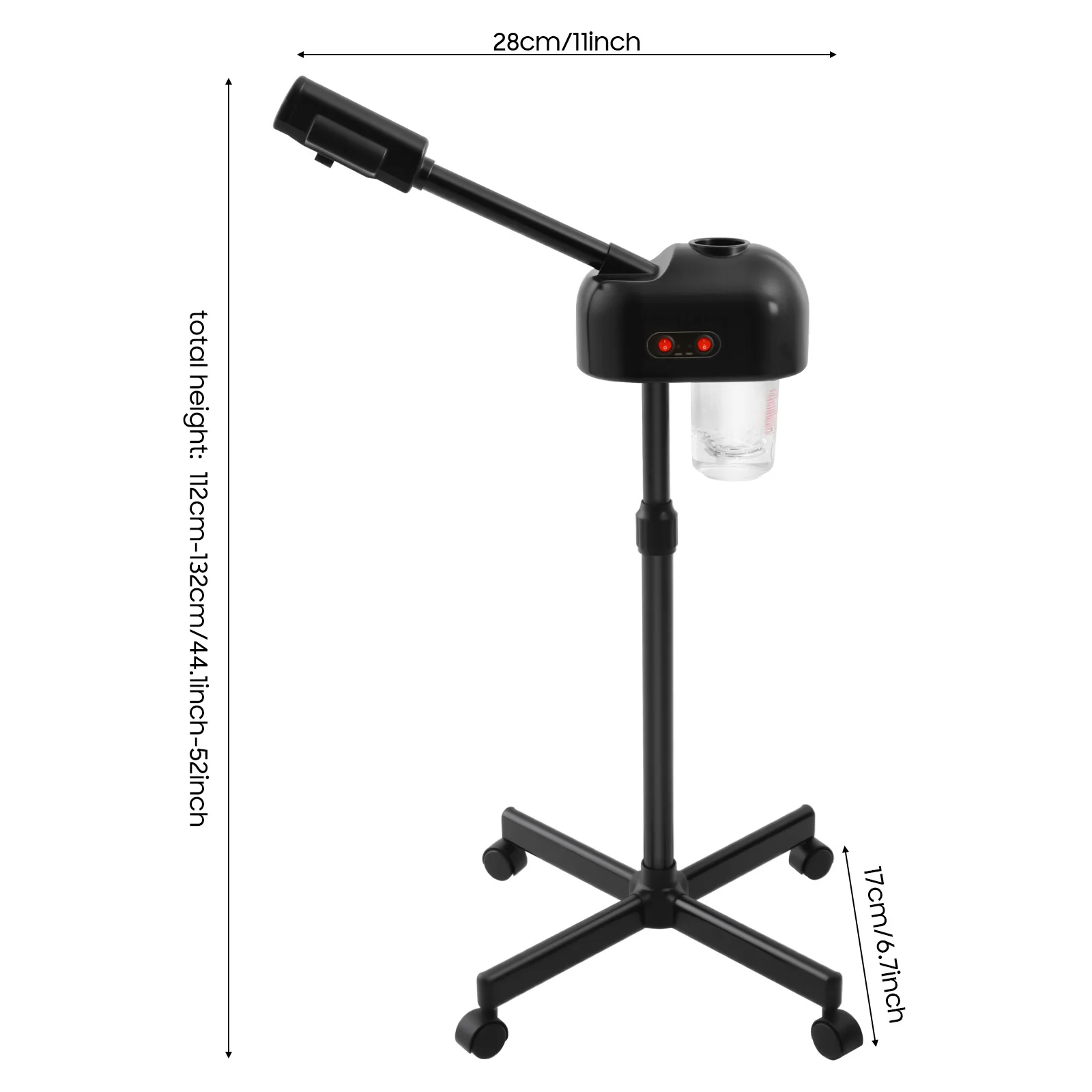 800w Facial Steamer 360° Skin Care Equipment Steamer Black Floor Standing Warm Steam Machine for Salon Beauty Spa Shop