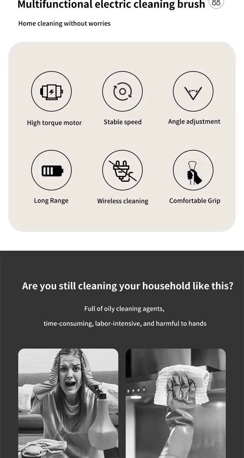 Multi-tool Multifunctional Electric Cleaning Brush, for Rotating Bathroom, Kitchen, Toilet & Automotive Cleaning.