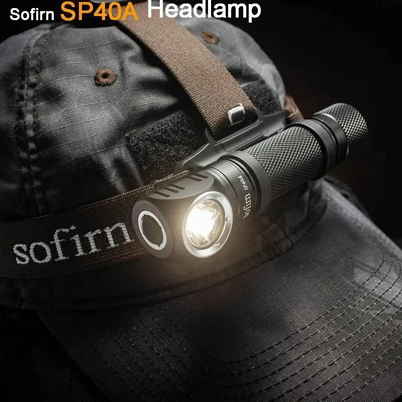 Sofirn-SP40A 1200lm Headlamp TN-3535 18650 Rechargeable Headlight TIR Optics Lens USB C Flashlight with Magnet Tail Cap