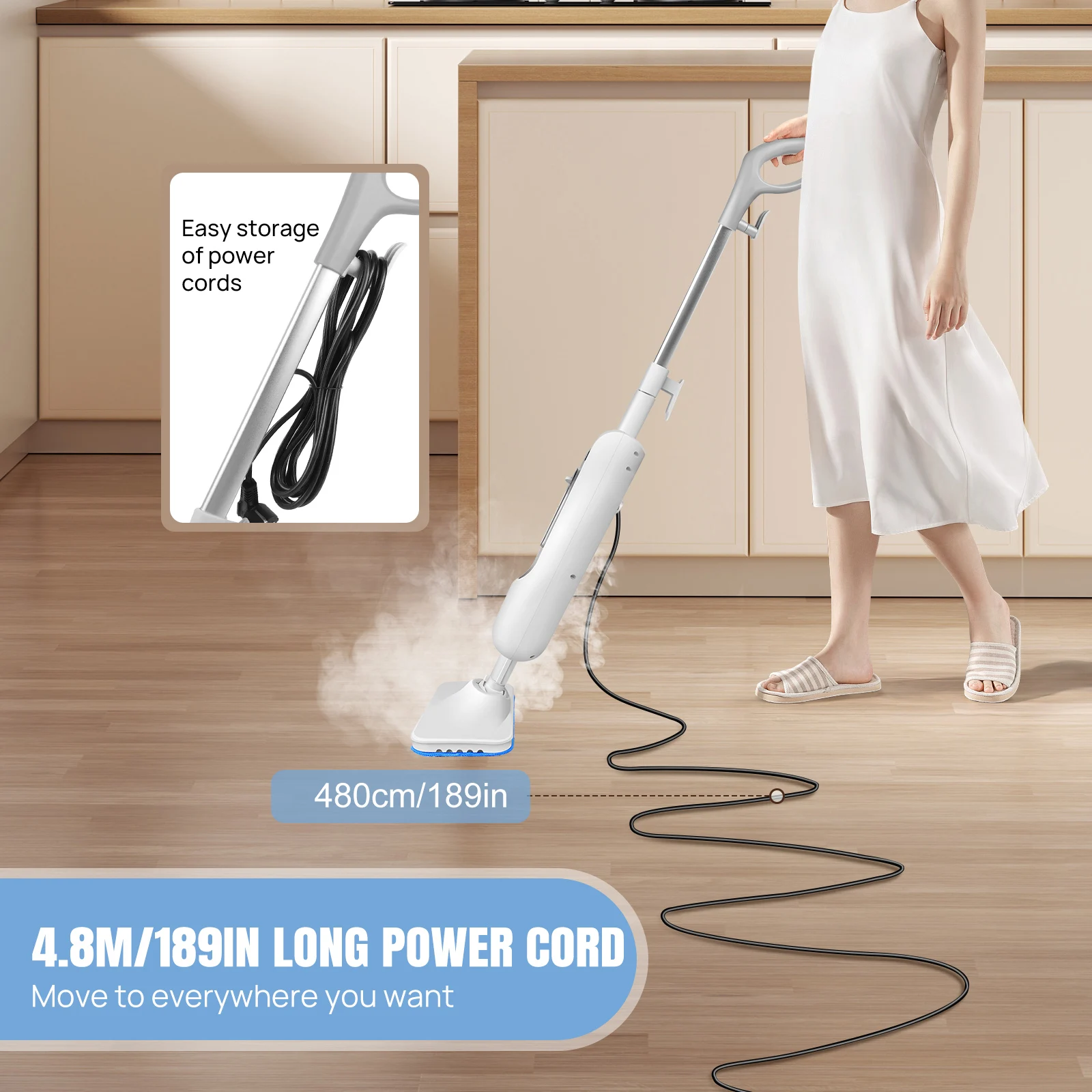 12 IN 1 Electric Steam Mop with 120 Degree Rotatable Head for Floor Cleaning,5000W Steam Cleaner 400ML Water Tank Handheld Mop
