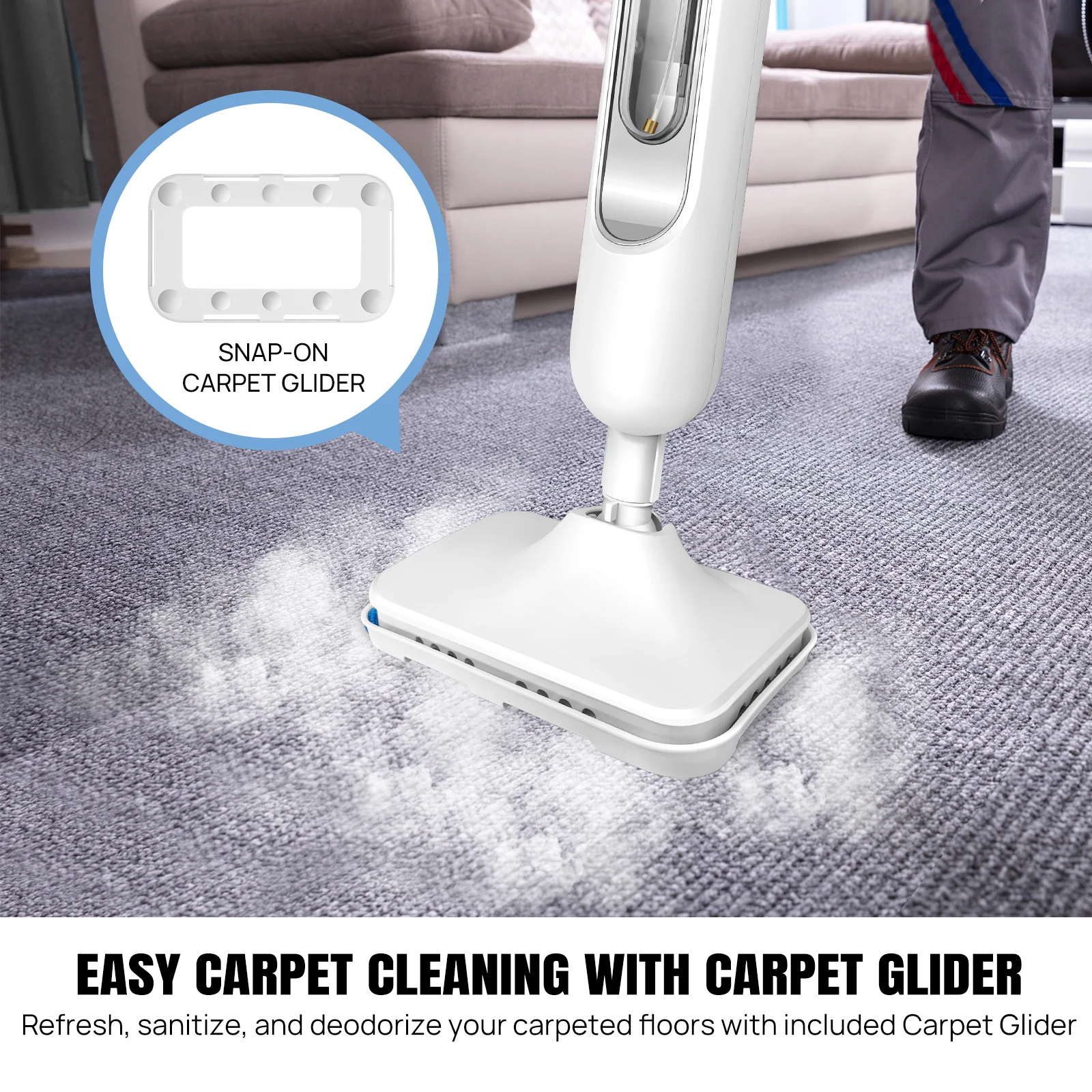 12 IN 1 Electric Steam Mop with 120 Degree Rotatable Head for Floor Cleaning,5000W Steam Cleaner 400ML Water Tank Handheld Mop