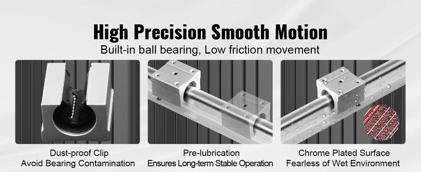 SucceBuy 2PCS Linear Guide Rails SBR12 SBR16 SBR20 SBR25 800-2200mm & 4PCS UU Bearing Blocks Smooth Motion DIY Mills CNC Parts