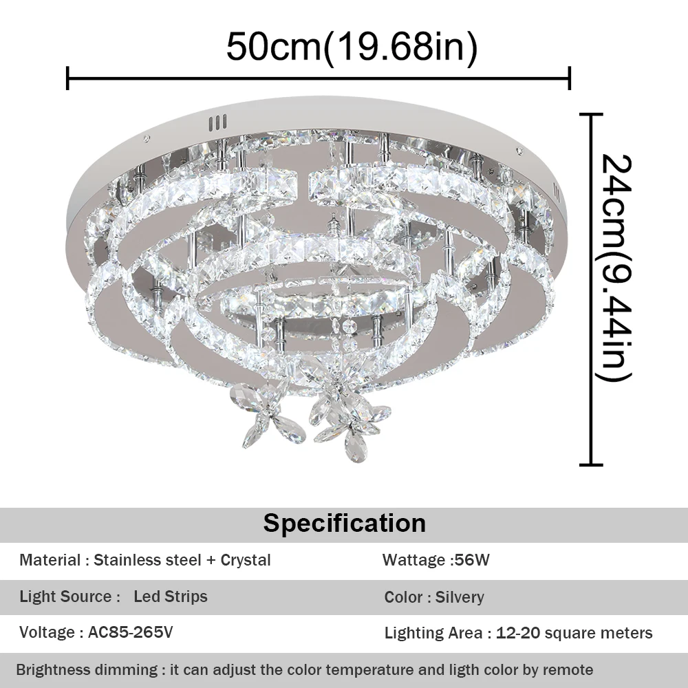 Modern Chandelier Ceiling Lamp K9 Luxury Crystal Led Living Dining Room Decor Pendant Light RC Dimmable Luminaire Home Fixture