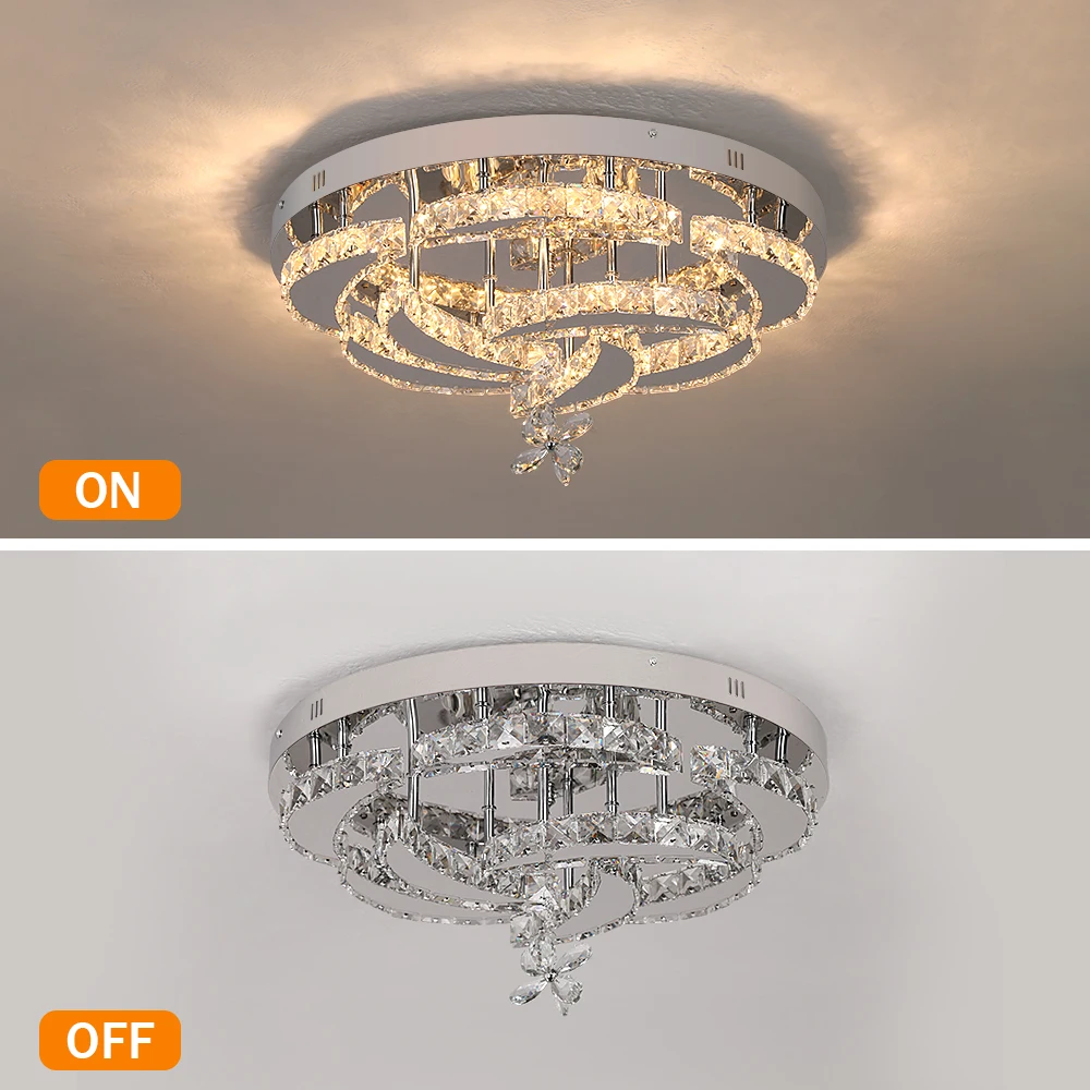 Modern Chandelier Ceiling Lamp K9 Luxury Crystal Led Living Dining Room Decor Pendant Light RC Dimmable Luminaire Home Fixture