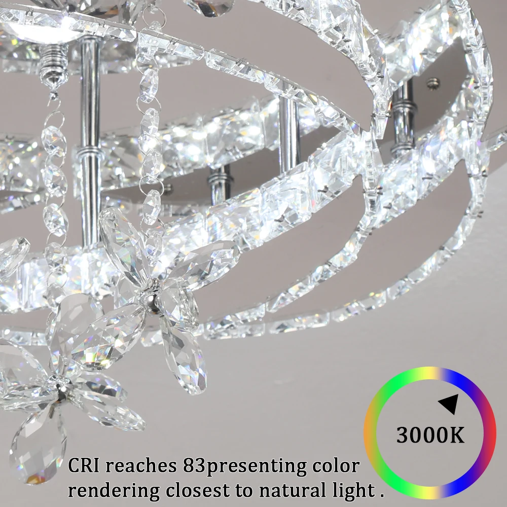 Modern Chandelier Ceiling Lamp K9 Luxury Crystal Led Living Dining Room Decor Pendant Light RC Dimmable Luminaire Home Fixture