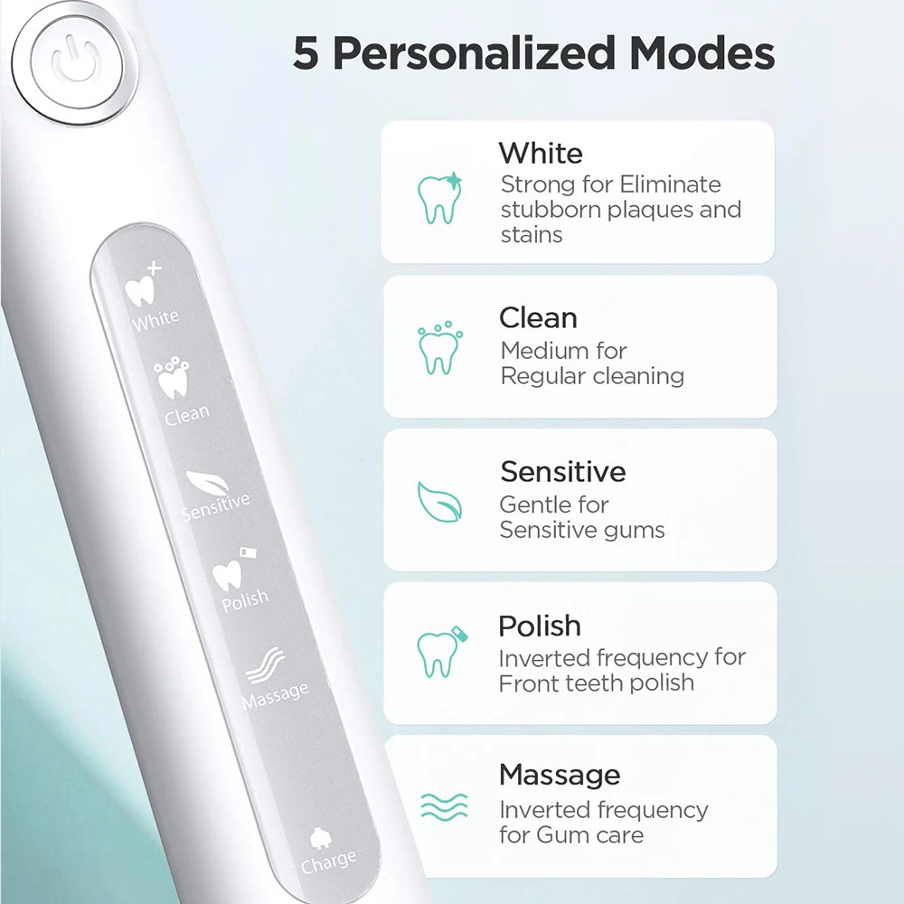 Fairywill Electric Sonic Toothbrush FW-507 USB Charge Rechargeable Adult Waterproof Electronic Tooth Brushes Replacement Heads S