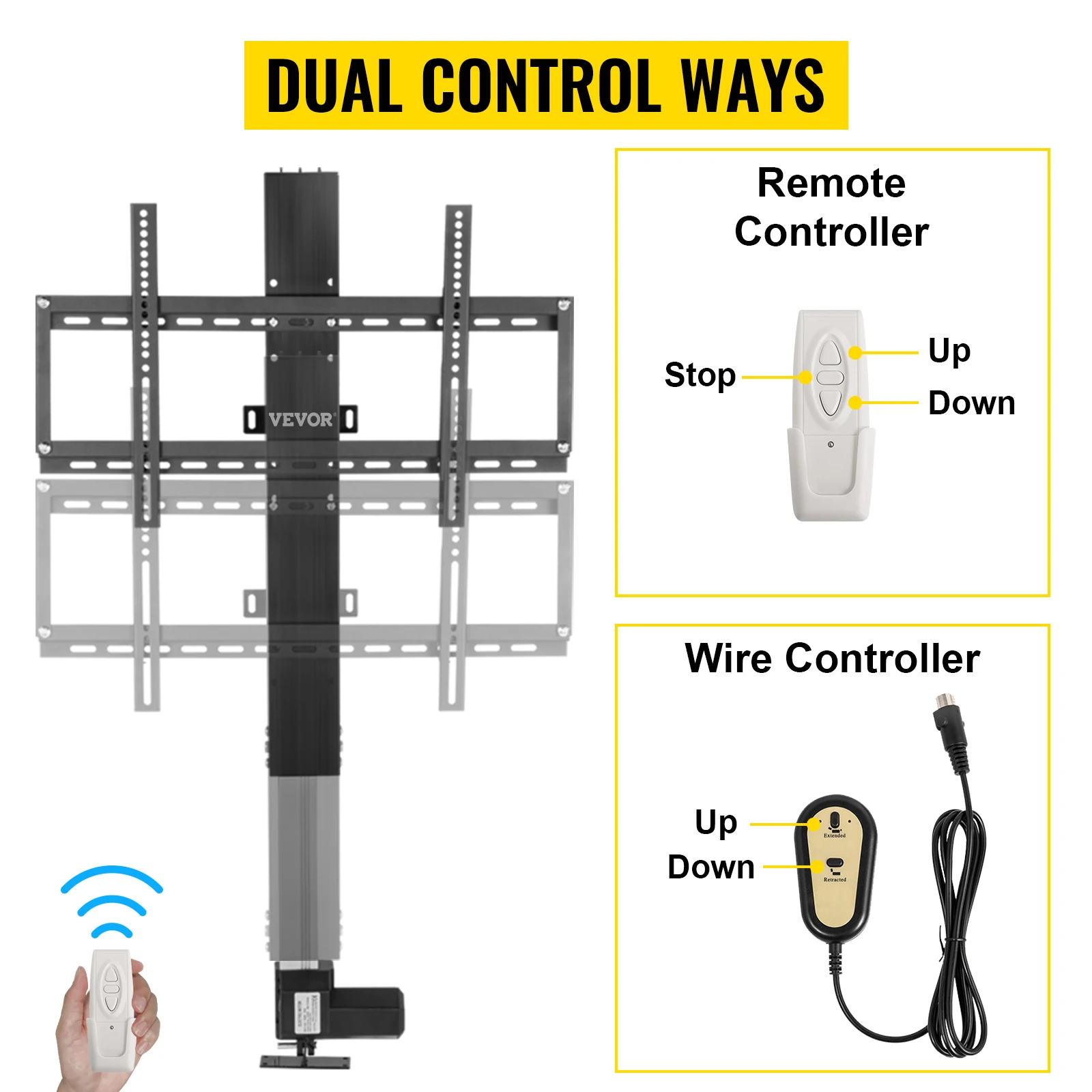 SucceBuy Remote TV Lift Motorized Cabinet TV Mount Bracket Electirc Actuator Lift Column DC Motor Height Adjustable Plasma LCD