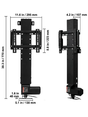 SucceBuy Remote TV Lift Motorized Cabinet TV Mount Bracket Electirc Actuator Lift Column DC Motor Height Adjustable Plasma LCD