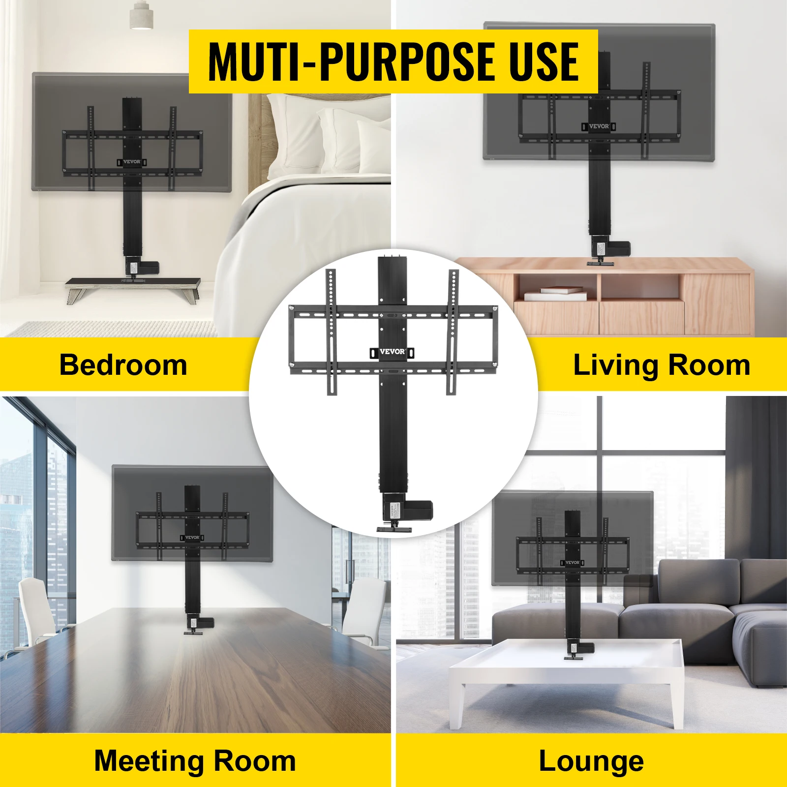 SucceBuy Remote TV Lift Motorized Cabinet TV Mount Bracket Electirc Actuator Lift Column DC Motor Height Adjustable Plasma LCD