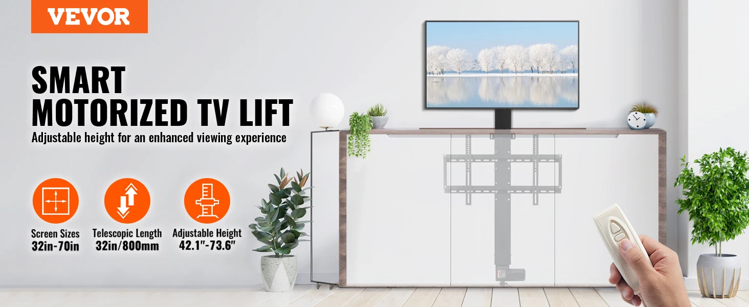 SucceBuy Remote TV Lift Motorized Cabinet TV Mount Bracket Electirc Actuator Lift Column DC Motor Height Adjustable Plasma LCD