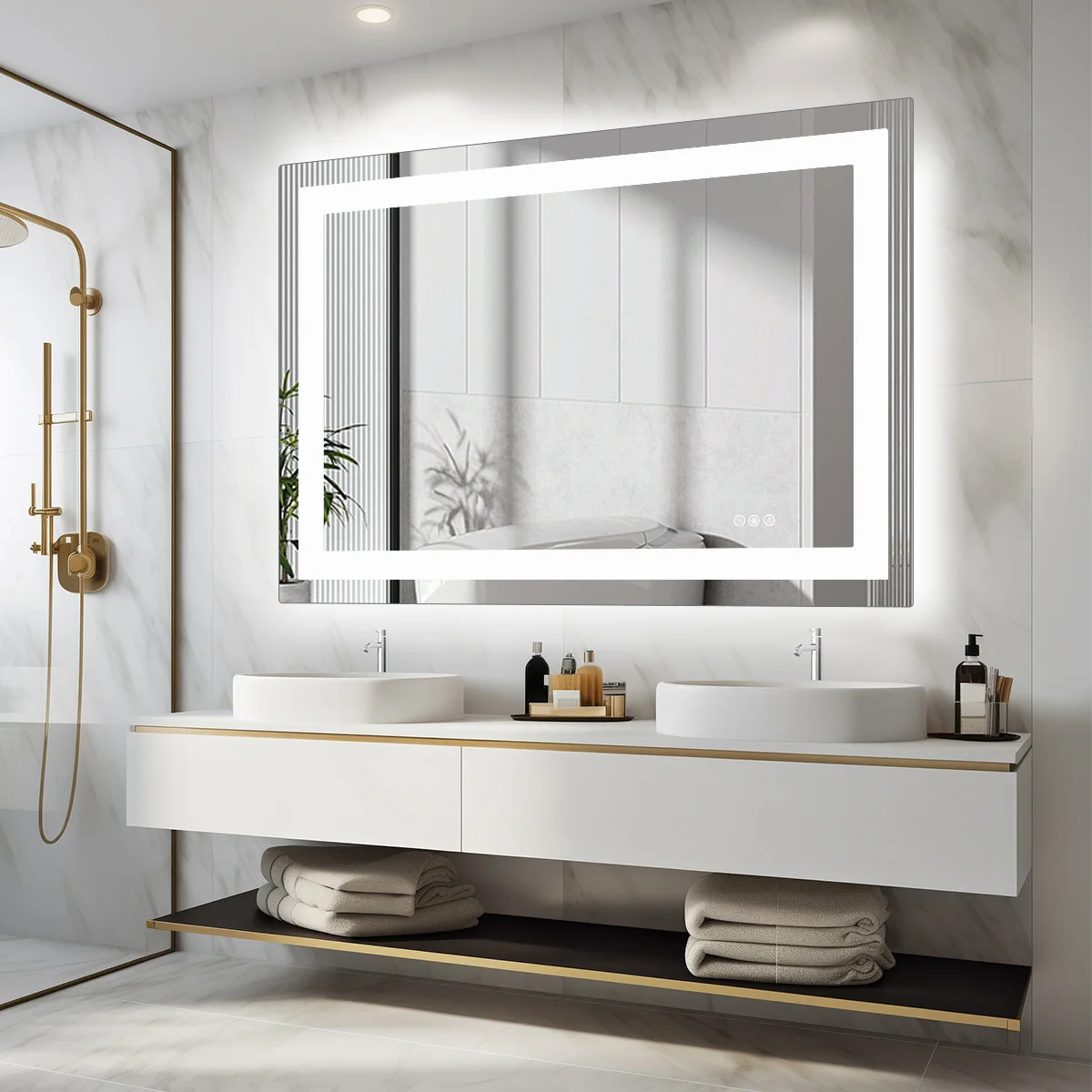 JHK 36"x 24"LED Bathroom Vanity Mirror for Wall Memory Function Tempered Glass with Front Light and Backlit For Living Room