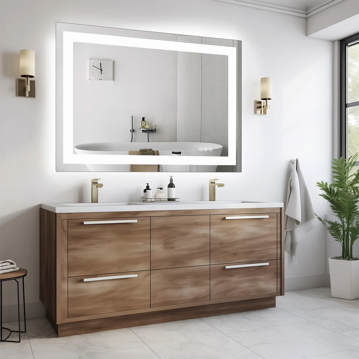 JHK 36"x 24"LED Bathroom Vanity Mirror for Wall Memory Function Tempered Glass with Front Light and Backlit For Living Room