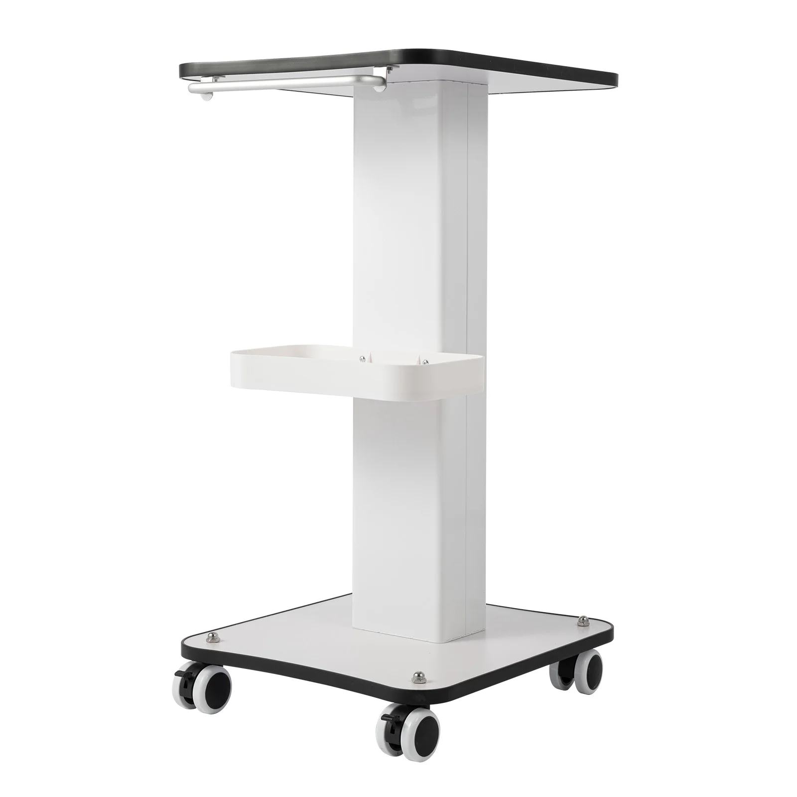 Beauty Trolley Cart for Salon, 33lbs Load Capacity, 4 Lockable Silent 360° Wheels, Multifunctional Beauty Trolley with Tray