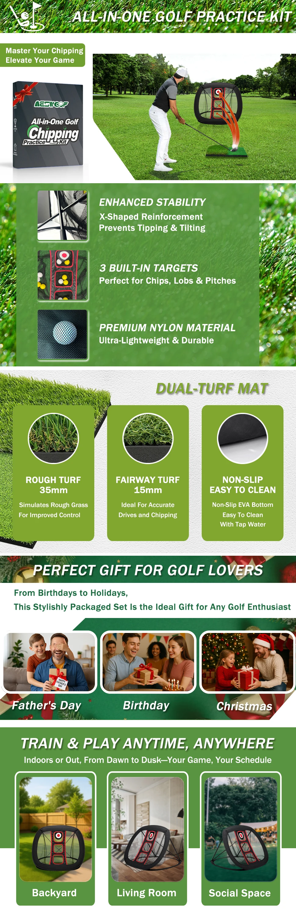 AESWGOF Golf Practice Net Golf Training Net Direct from US Warehouse