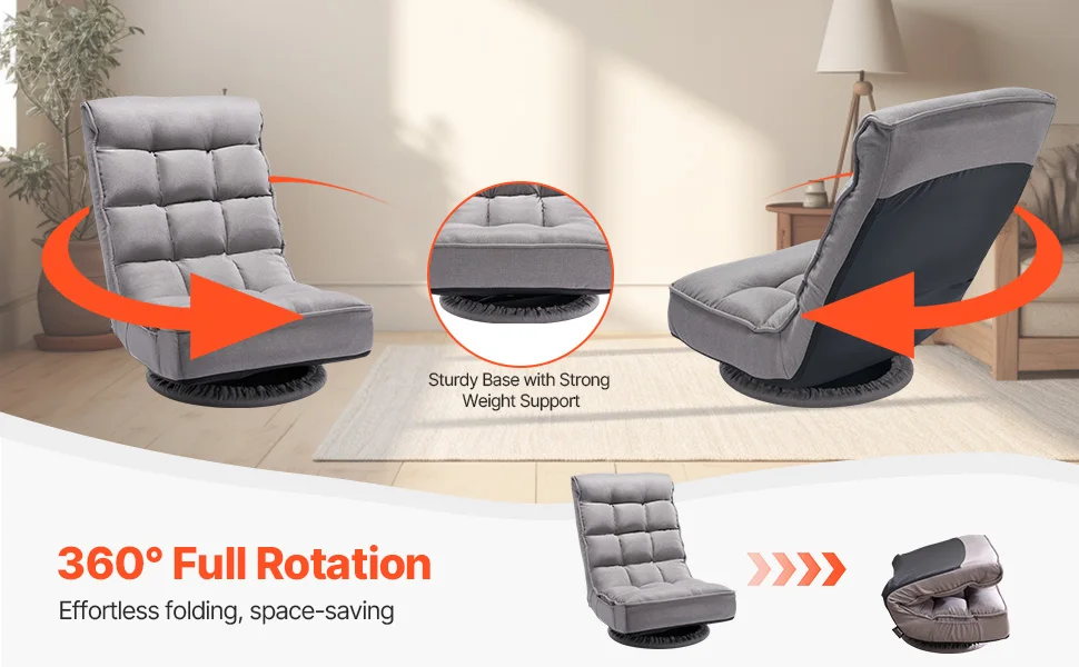 SucceBuy Floor Chair Recycled Foam Folding Sofa Chair Multifunctional Floor Chair with Back Support Ideal for Sleeping Reading