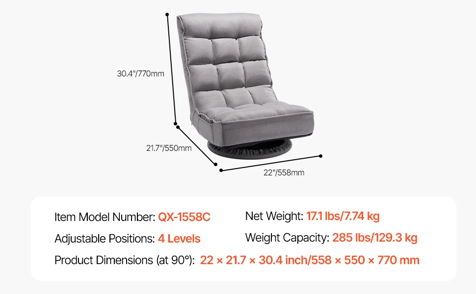 SucceBuy Floor Chair Recycled Foam Folding Sofa Chair Multifunctional Floor Chair with Back Support Ideal for Sleeping Reading