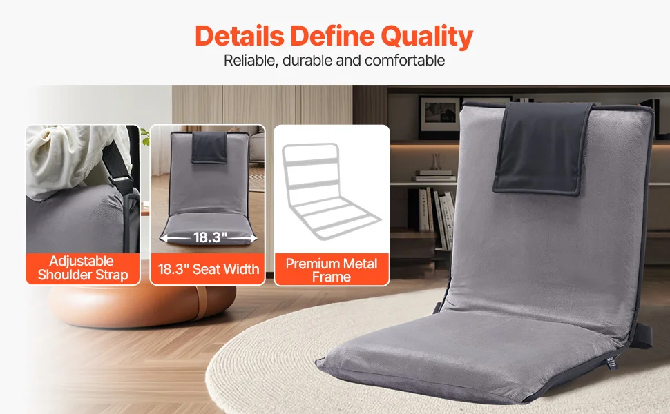 SucceBuy Floor Chair Recycled Foam Folding Sofa Chair Multifunctional Floor Chair with Back Support Ideal for Sleeping Reading