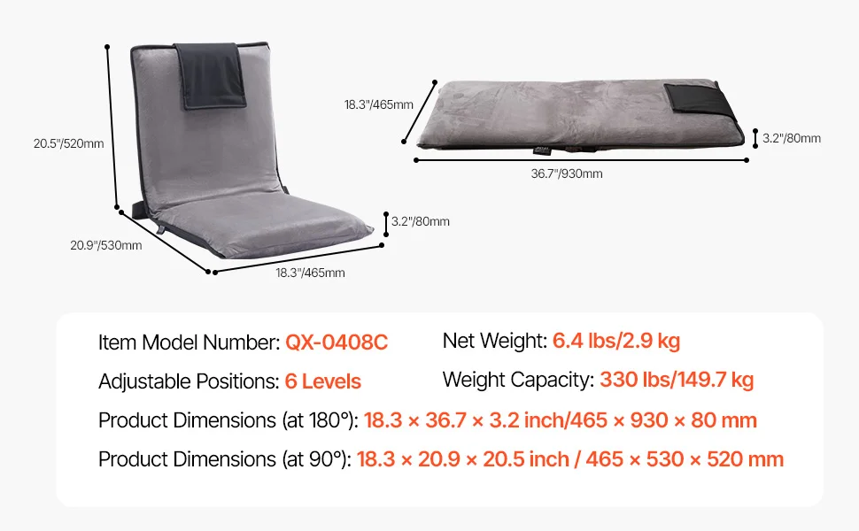 SucceBuy Floor Chair Recycled Foam Folding Sofa Chair Multifunctional Floor Chair with Back Support Ideal for Sleeping Reading