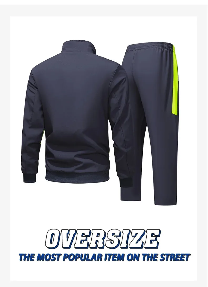 Men's Spring Autumn Track Suit 2 Piece Set Stand Collar Jacket with Pants Casual Sports Running Outfit Matching Athletic Wear